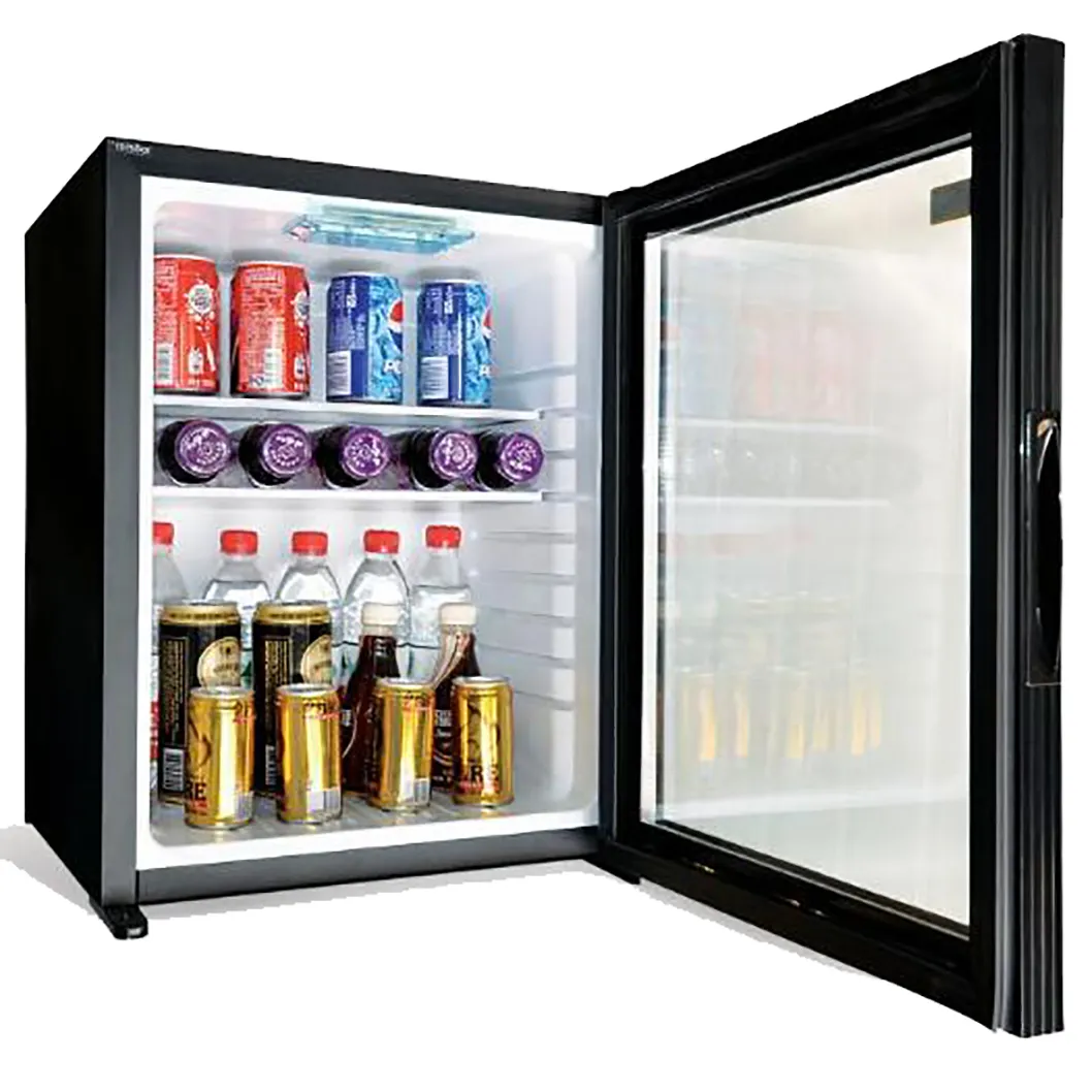 China Hotel lieferant 40 L eintürige Minibar Kühlschrank Halbleiter 40 Liter Glastür Minibar Kühlschrank