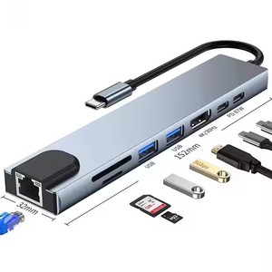 Nuovo tipo C Hub Ethernet Rj45 c Hub usb3. 1 4k Vga PD ricarica 8 in 1 Hub Usb 3.0 per Computer telefono PC - Product Image 1