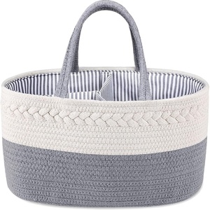 Bán Buôn Tã Caddy Tổ Chức Bông Sợi Dây Thừng Nursery Giỏ Tã Xách Tay Xe Với Có Thể Tháo Rời Chia Bé Tắm Quà Tặng Caddy - Product Image 1