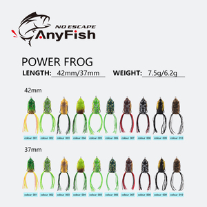 ANYFISH动力青蛙3.7厘米/6.2g 4.2厘米/7.5g双钩2模型人工射线漂浮顶水软饵钓饵