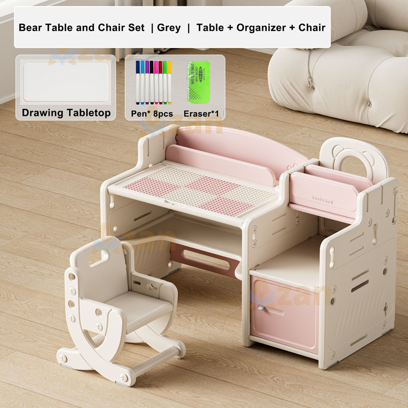 Pink- Table & Chair with Organizer