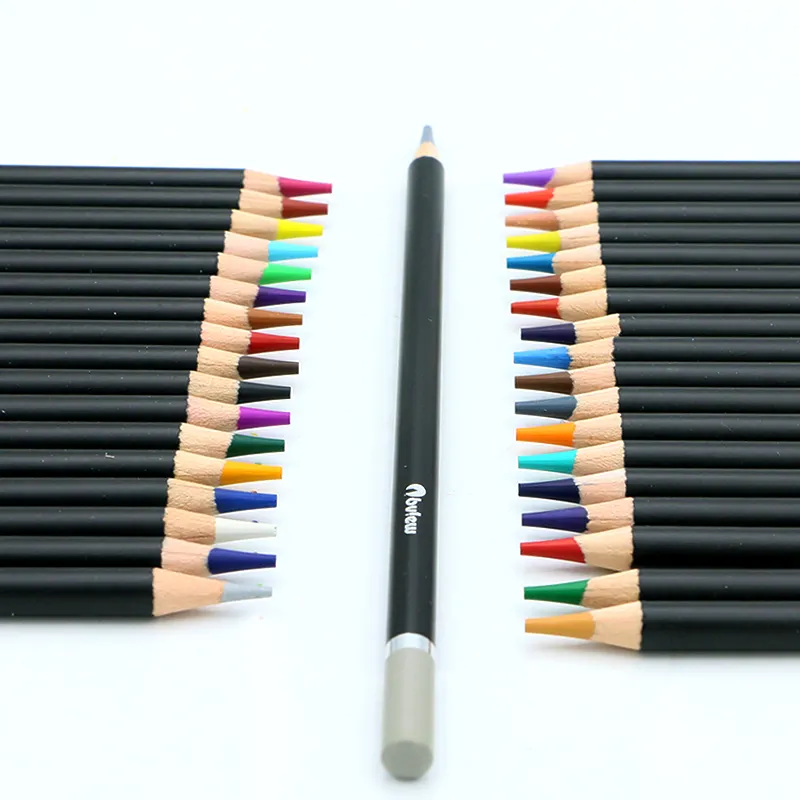 Bview Art 4mm 소프트 코어 오일 기반 12 24 36 아티스트를위한 밝은 색상 컬러 연필 성인 색칠