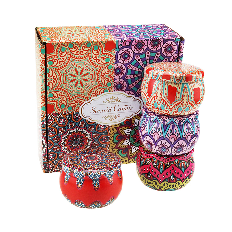 Round Scent Body Soy Christmas Natural Bath Scented Wax Candle In Tin Jar