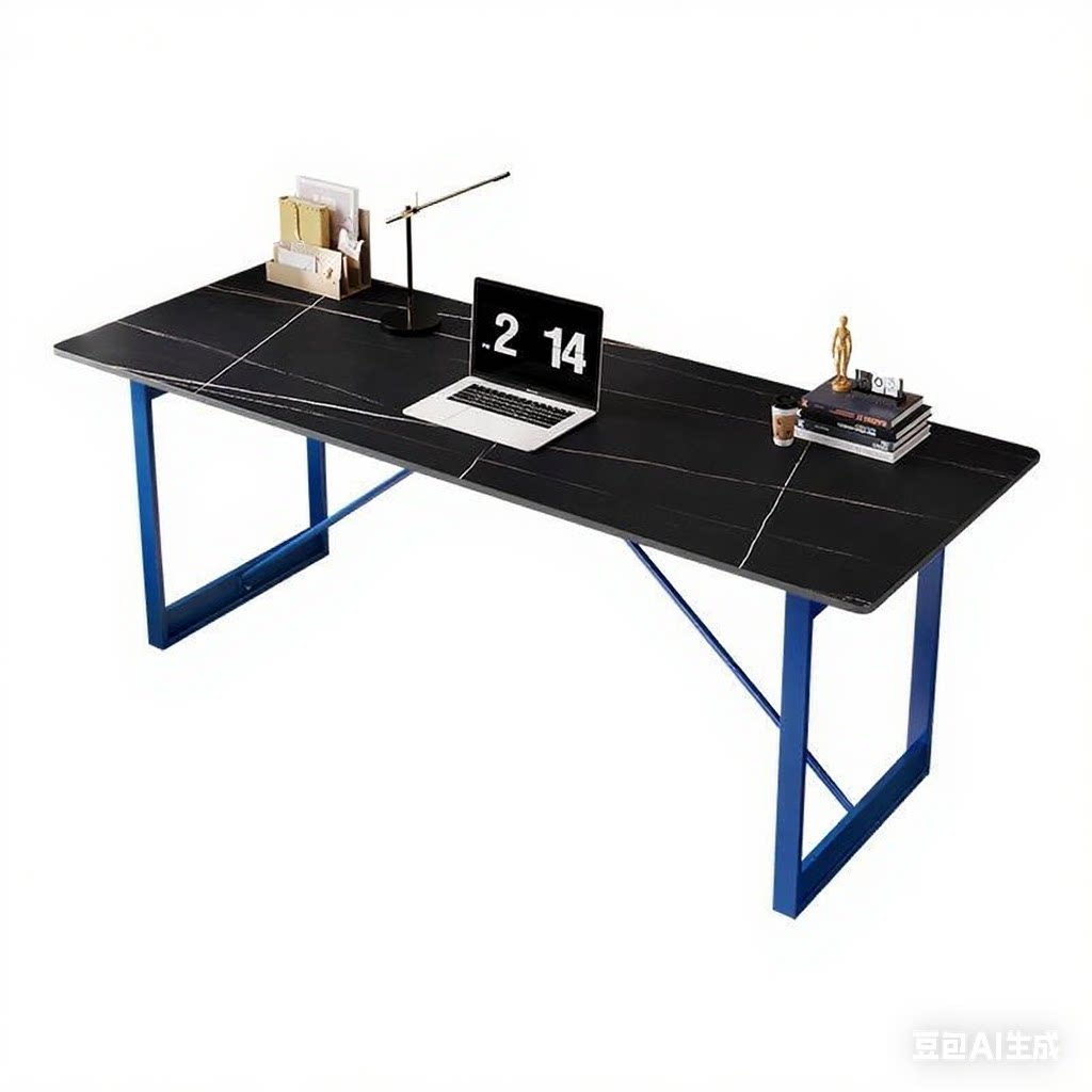 Plateau de table Lauren noir + pieds de table bleus