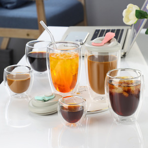 วัสดุที่ยอดเยี่ยมถ้วยแก้ว Borosilicate สีสร้างสรรค์ 350 มล. ถ้วยกาแฟแก้วสองชั้นแบบใช้ซ้ําได้ - Product Image 2