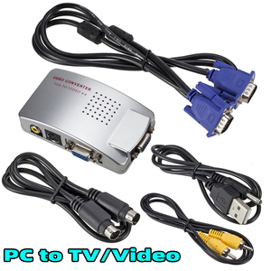 Fjgear VGA a AV RCA convertidor PC a TV Video convertidor VGA entrada RCA compuesto S-Video VGA adaptador de salida