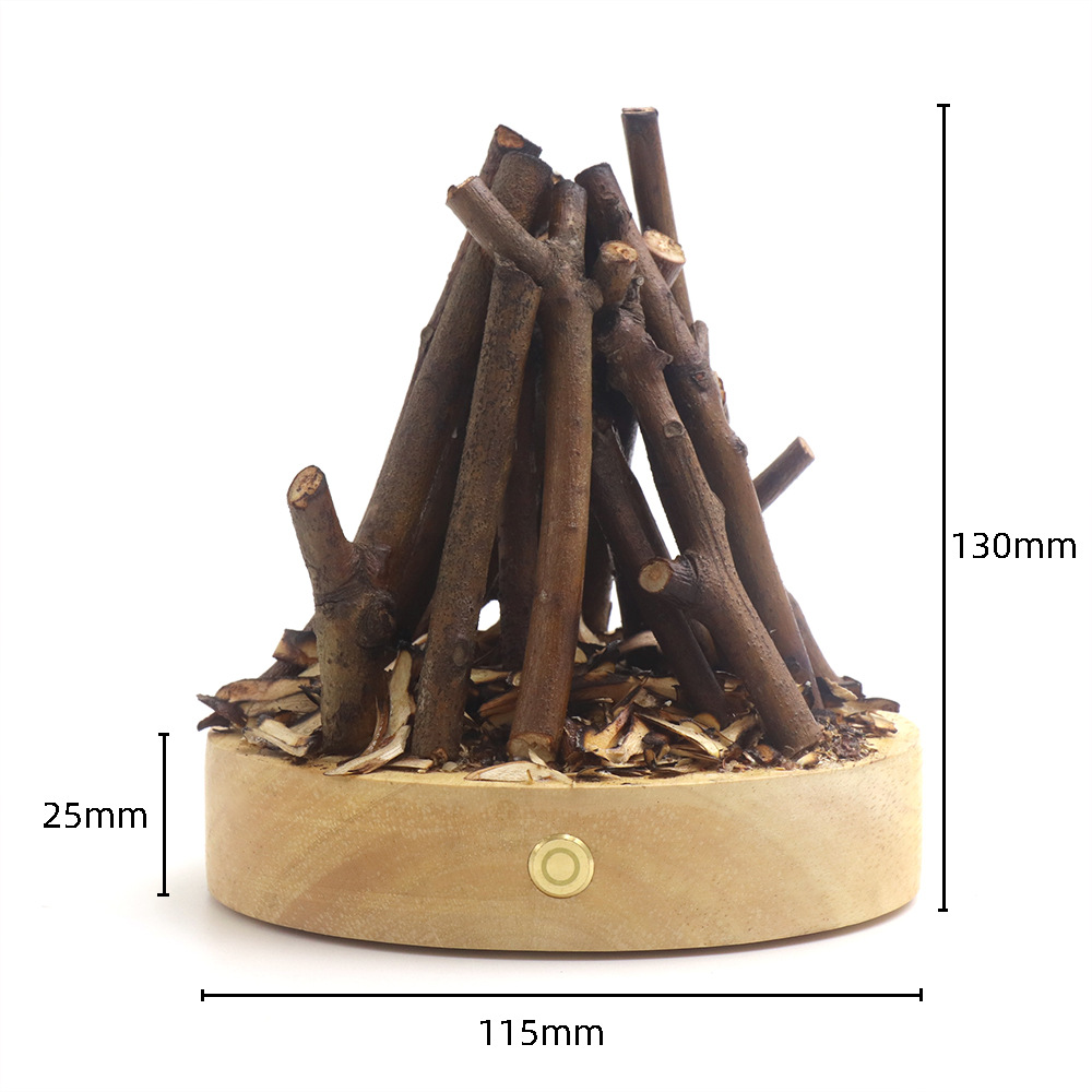 Lampe brasero à branches rondes - couleur bois naturel