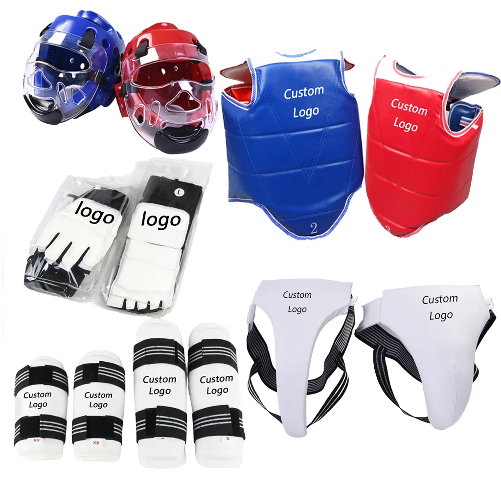 Artes marciais & WT Equipamento de Taekwondo Sparring Gear Set Taekwondo Protetor para Cabeça Peito Pé Mão Braço Shin Virilha