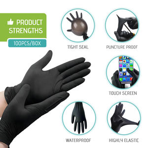 Высококачественные нитриловые перчатки, 5 мил, 100 шт., одноразовые черные нитриловые перчатки, без порошка - Product Image 2