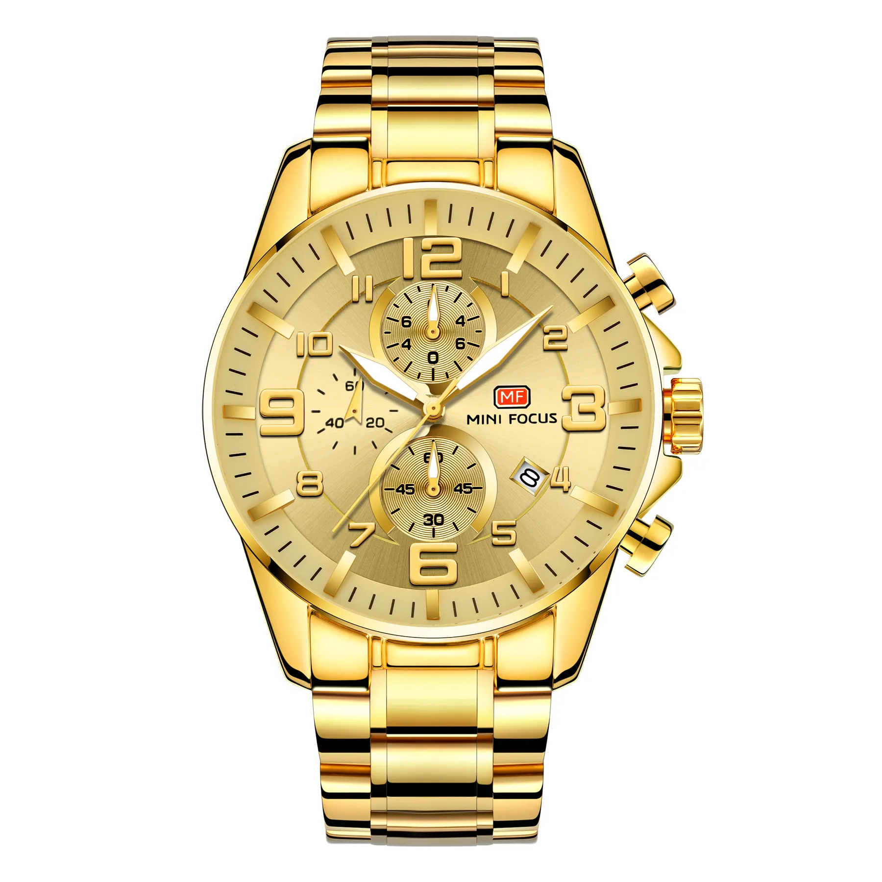 Mini focus 0278 relógio de pulso 3atm, relógio de aço inoxidável resistente à água, relógios traseiros, liga de ouro, quartzo, analógico, relógio de pulso masculino
