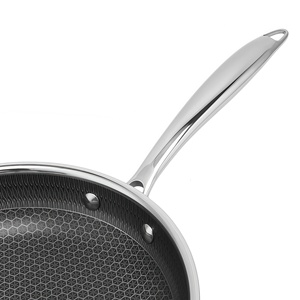 Nhà Máy Chảo Không Dính Pfoa Gốm Miễn Phí Tổ Ong Không Độc Hại Chảo Bộ 3 8/10/12 Inch Tri Ply Thép Không Gỉ Chảo - Product Image 4