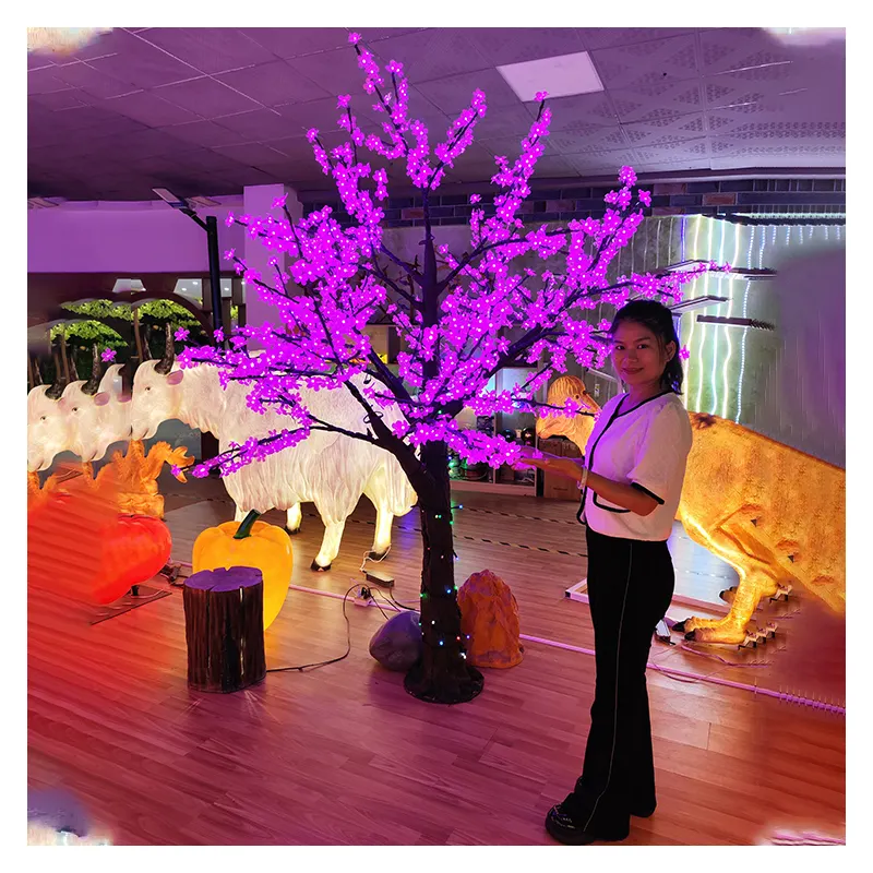 IP65 Outdoor LED Cherry Blossom Tree lamp 24V 110V 220V Christmas Decoration in Pink Red Green and Blue Light for Garden