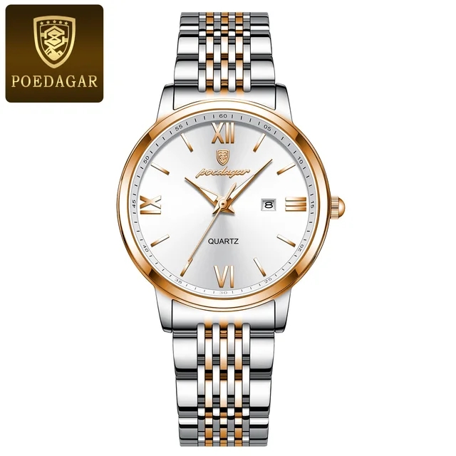3 white dial rose gold strap
