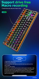 Teclado mecánico español Wolf K2, 88 teclas, teclado luminoso para ordenador, ajuste externo
