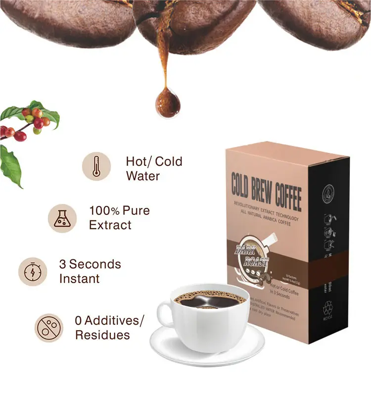 Slimming Arabica beans pure instant powder no sugar no cream dark roast coffee