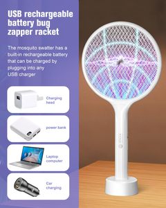 Thiết Kế Mới 2 Gói 4000V Bug Zapper Vợt Điện Fly Vỉ Đập Cho Muỗi 1500MAh Pin Có Thể Sạc Lại <span class=keywords><strong>3</strong></span> Lớp Mạng Lưới An Toàn - Product Image 5