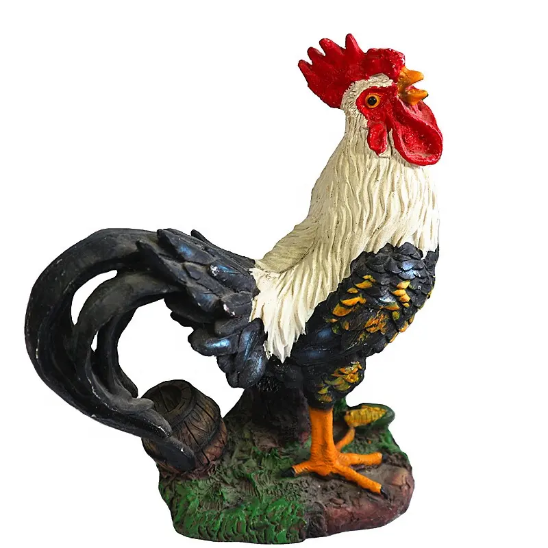 Çok renkli dekoratif tavuk tutucu standı heykel reçine horoz ve tavuk çiftlik ve ülke mutfak dekoru masa Centerpieces