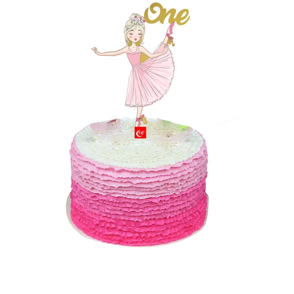 TX One Acrylic Cake Topper Two Kinds Of Cute Dancing Girl Baby Show Ballerina 1st Birthday For Baby Cake Baking Tool Supplier