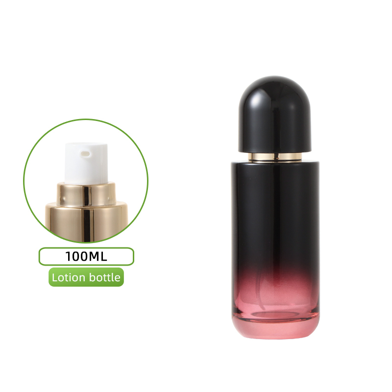 Botella de vino tinto de 100 ml - Cabezal de loción dorado + Tapa negra Yunshang