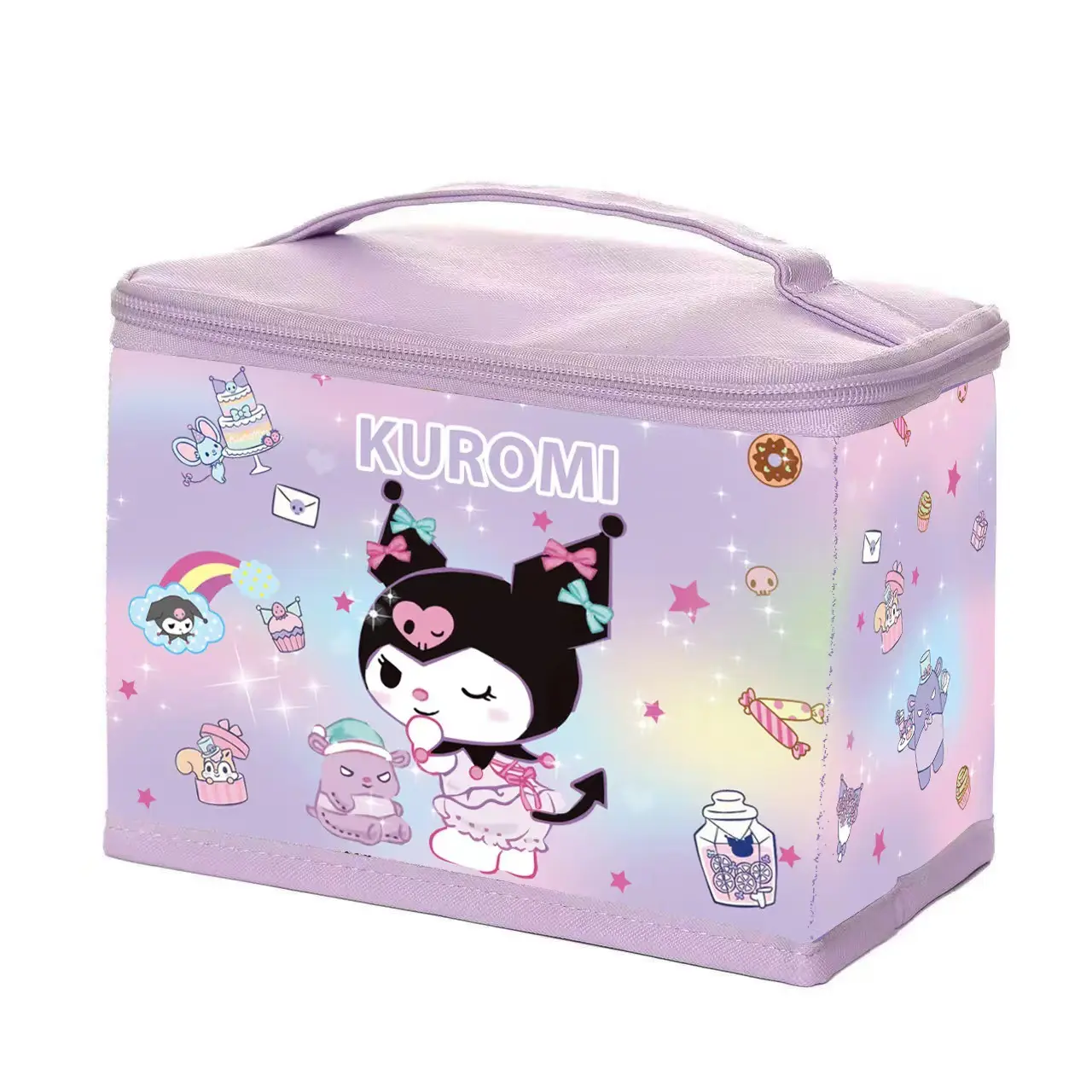 Sac à bandoulière personnalisé Hello KT Japon avec impression de dessins animés Boîte de maquillage portable pliante Sacs à cosmétiques mignons