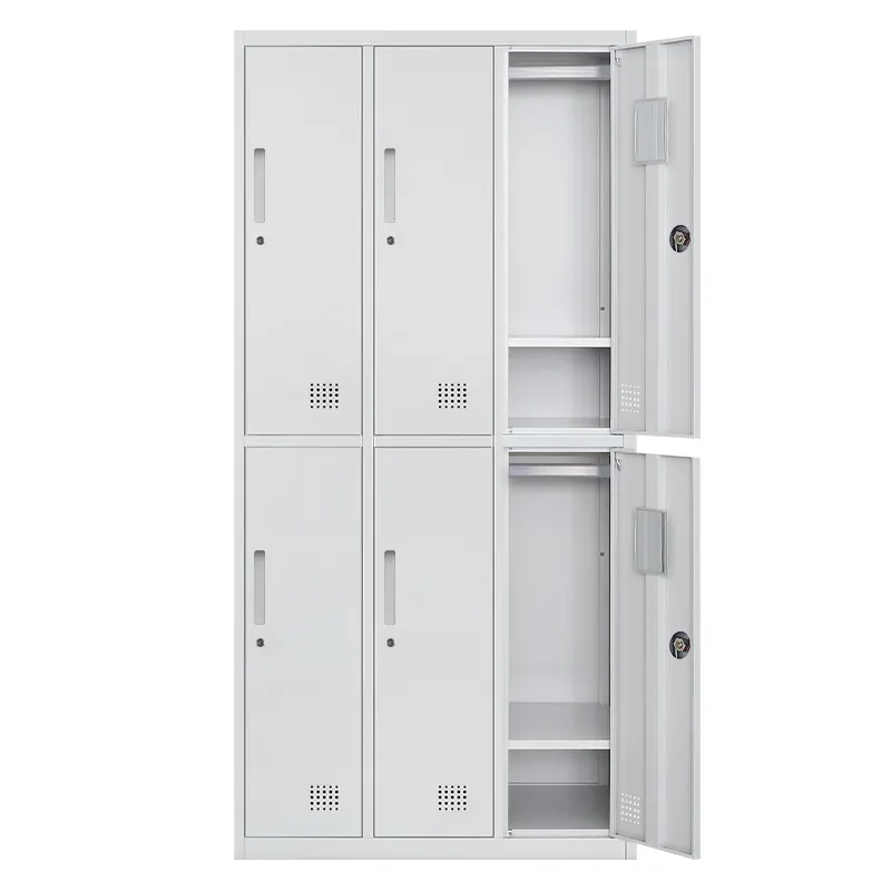 Metal wardrobe School Office Gym Bedroom 6 Doors Steel Storage Locker Cabinet for Employees,Industrial with 1 Shelf Assembly