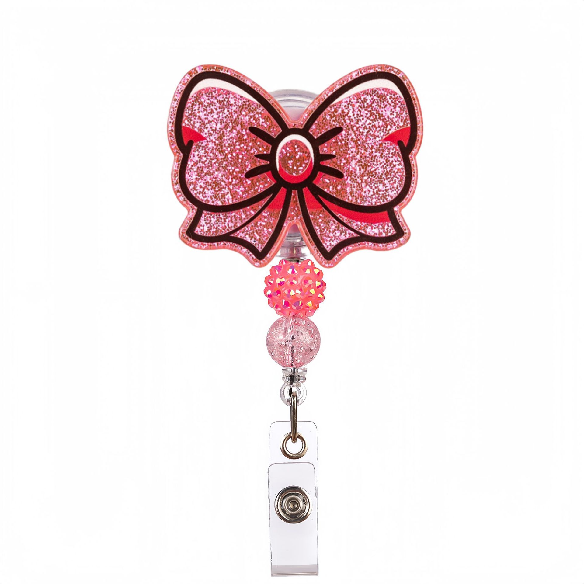 Noeud rose translucide perlé