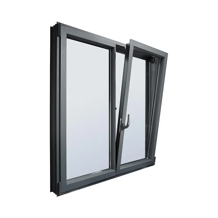 Ventanas abatibles de aluminio con revestimiento duradero de Color personalizado, ventana giratoria inclinable con manija y pestillo importados de Alemania