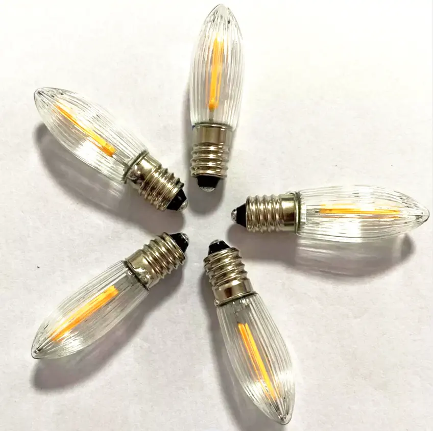 Lâmpada led filamento para substituição, 0.2w 8v-55v, lâmpada de vela em miniatura c6, listrada de vidro e10, lâmpadas de reposição