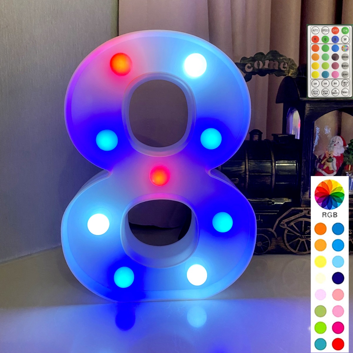 Colorful synchronous remote control white background letter: 8