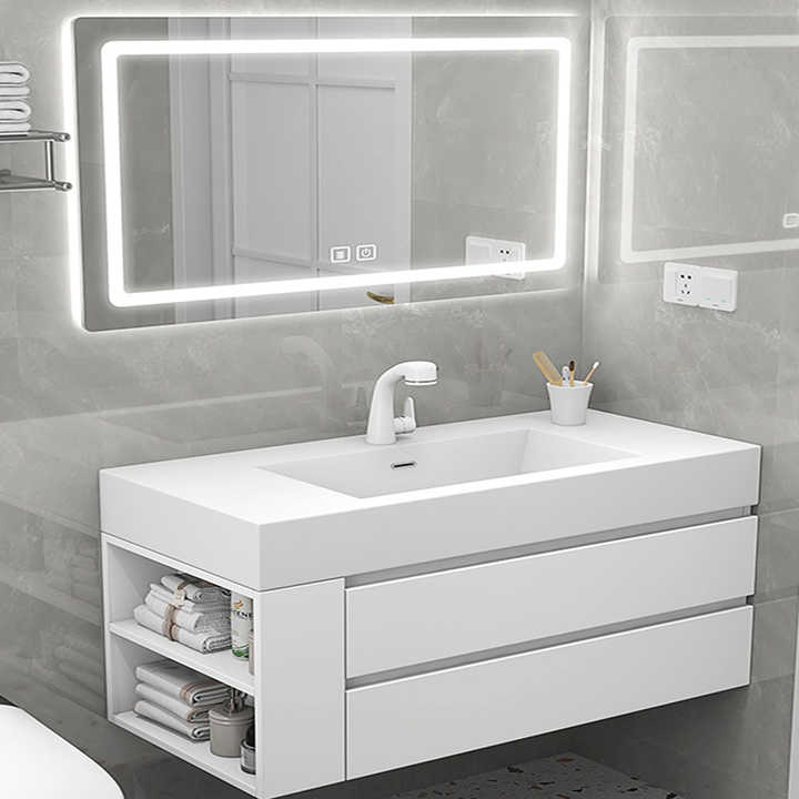 Mueble de baño escandinavo ligero de lujo lavabo de baño blanco lavabo gabinete combinación un lavabo de cerámica Baño