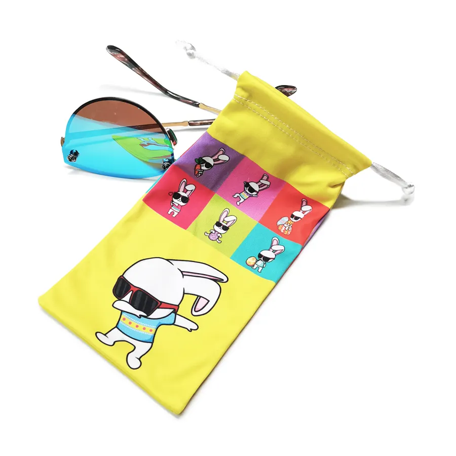 कस्टम लोगो मुद्रित Microfiber बैग बच्चों चश्मा बैग Drawstring पाउच Eyewear चश्मा भंडारण ऑप्टिकल चश्मा पैकिंग HSQ-1100