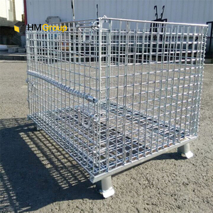 Contenedores de almacenamiento de malla de alambre plegables y apilables para almacén - Product Image 4