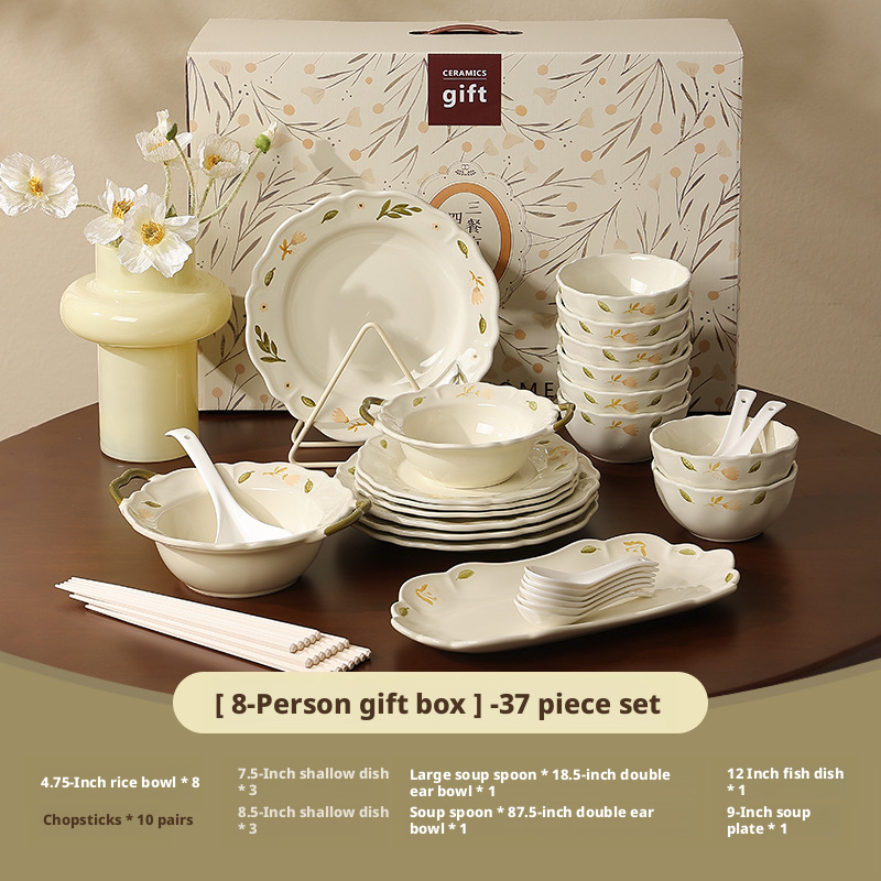 37-piece white set for 8 people gift box