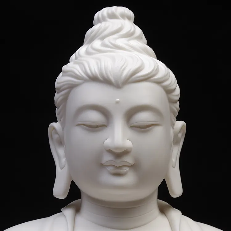 Escultura de porcelana de cerámica blanca pura, estatua de Buda de siting asiático de arte zen