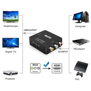 Adaptador convertidor RCA AV a HDMI, convertidor Multimedia Mini compuesto CVBS a HDMI AV2HDMI, caja de Color dorado 1080p - Product Image 5