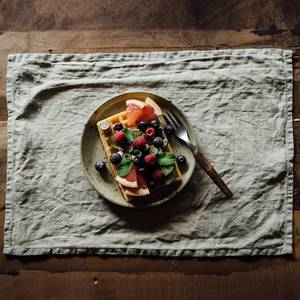 Preço de Atacado Natural Linho Personalizado Conjunto Estilo Clássico Retângulo Lugar Tapetes Guardanapo Tecido Artesanal Placemats