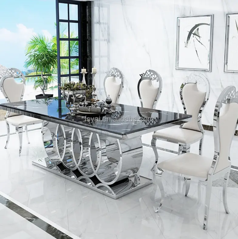 Хорошее качество, Овальный Обеденный стол из натурального мрамора, большой обеденный стол из белого и золотого цвета