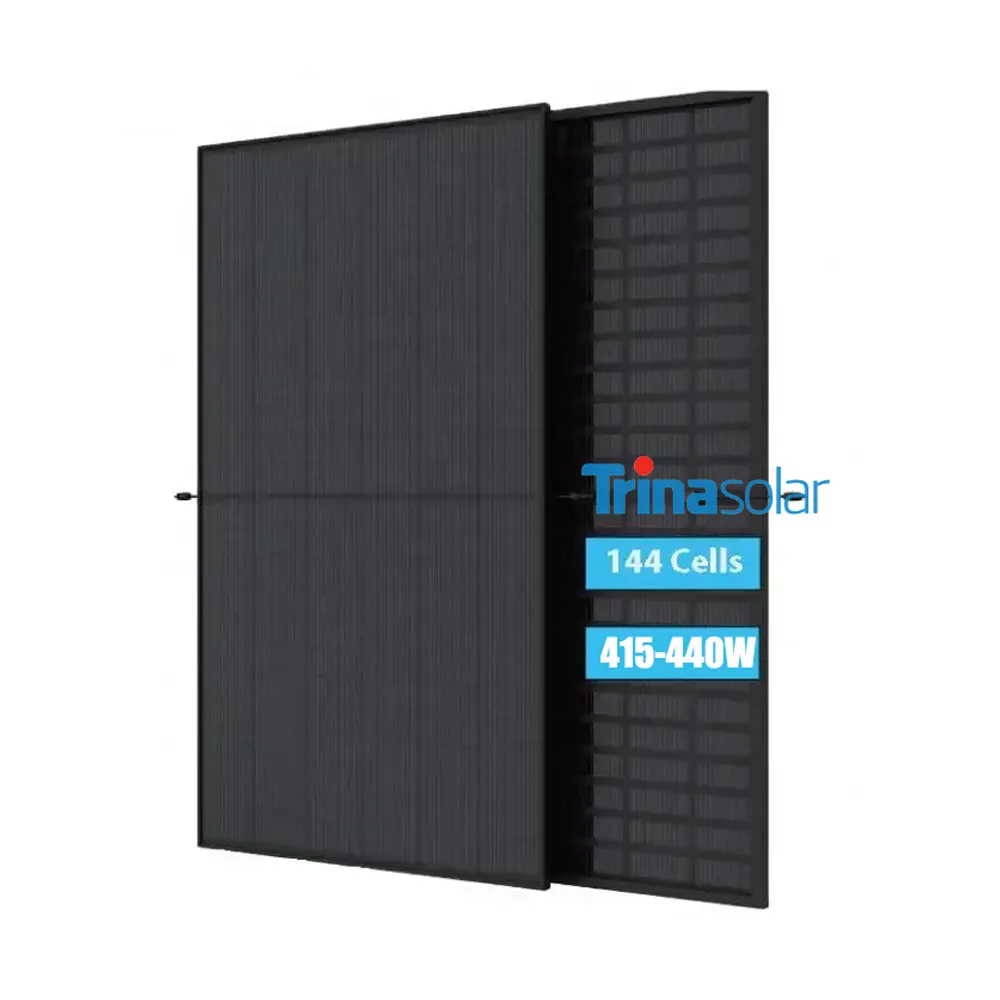 Estoque da UE Trina Bifacial Painel Solar Vertex S + 425W 430W 435W 440W Todos os painéis fotovoltaicos pretos Módulo de vidro duplo N-TYPE PV NEG9RC.27