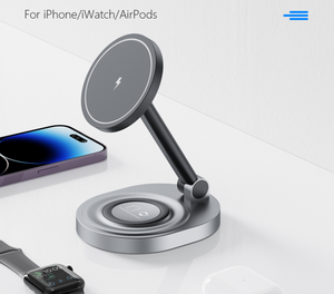 IPhone用折りたたみ式2in1磁気ワイヤレス充電スタンド121314 Mini ProMax急速充電ステーション - Product Image 2