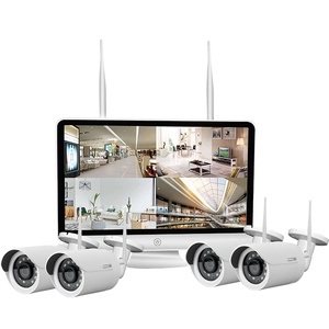 h.265 wifi安全摄像头套件nvr 4ch wifi套件3mp 2mp ip摄像头p2p nvr，带监视器