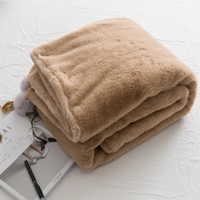 Новый дизайн, однотонное одеяло из полиэстера из искусственного меха, Двухслойное одеяло из норки