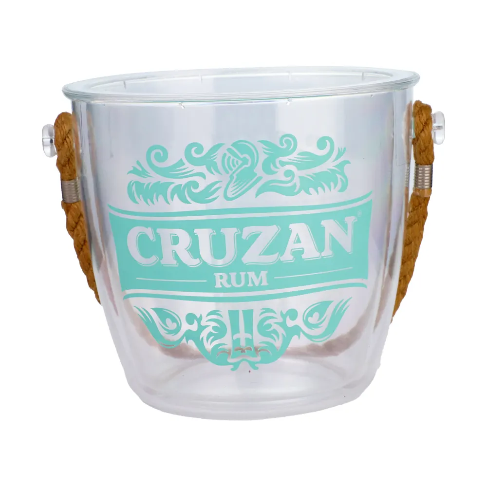 Forma de cuenco de barco, plástico transparente personalizado, acrílico, champán, vino, cerveza, cubo de hielo para Bar, Enfriador de bebidas con asas