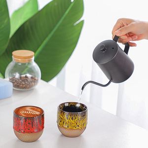 100% el yapımı japon Retro seramik çay bardağı kil bardak sapsız restoran ve ev için kahve fincanı