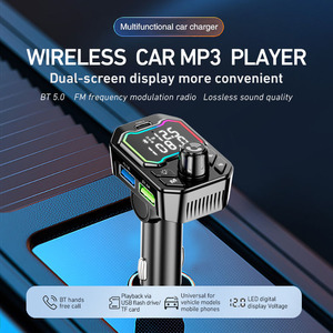 HT-2 Transmissor FM sem fio suporta chamadas mãos-livres BT5.0 carro Mp3 player Suporte função de detecção de tensão da bateria