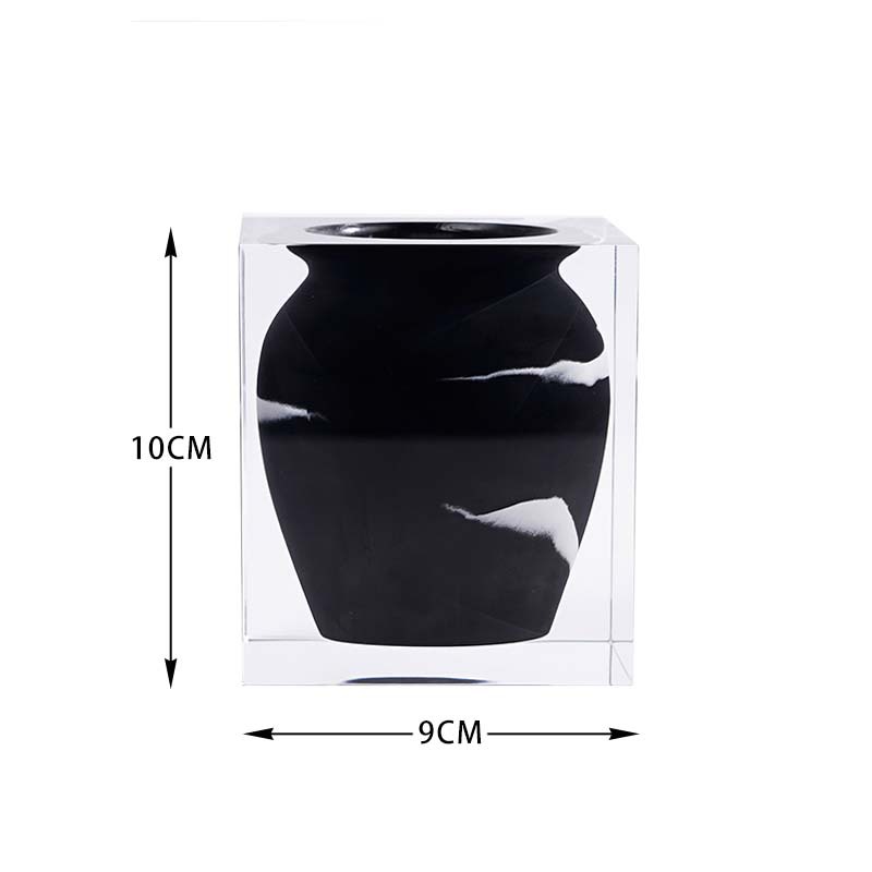 Black-flowered slanted cylindrical bottle, 9*9*18cm
