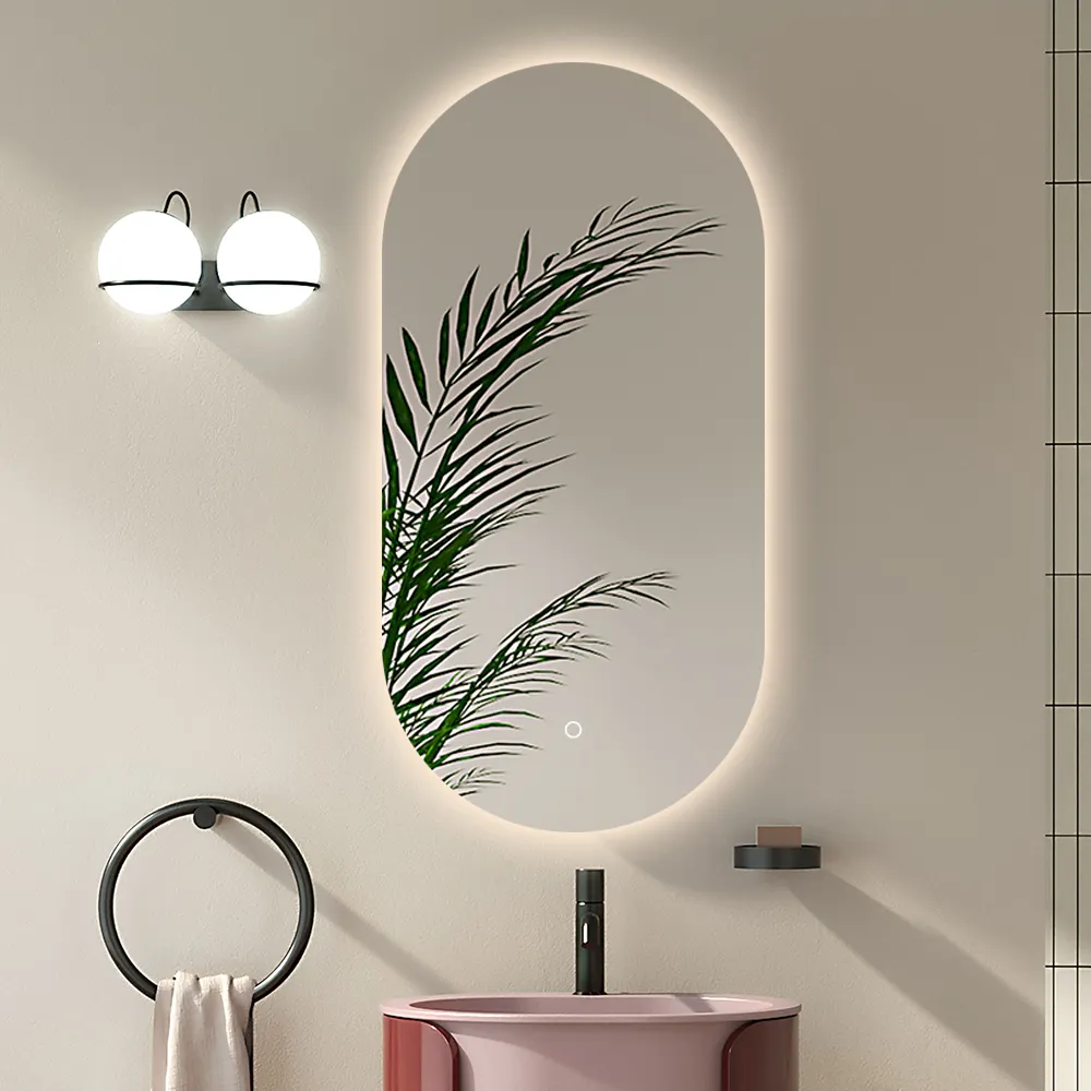 Eco-Friendly Oval LED Mirror Touch Screen Smart Bathroom LED Mirror with Dimmer Touch