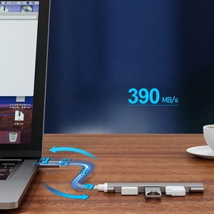 USB 3.0 3 bağlantı noktalı USB 2.0 + 1 bağlantı noktalı USB 3.0 Hub, Metal ince Hub bilgisayar için - Product Image 5
