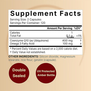 Private Label 400 Mg ad alta potenza CoQ10 capsule 2 In 1 Formula ottimizzata con Omega-3 per il supporto energetico del cervello cardiaco