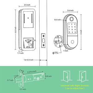Yüksek güvenlik akıllı parmak izi kapı kilidi anahtarsız giriş elektronik dış kapı kilidi ile tuş takımı sürgü kapı kilidi ev ve otel - Product Image 5