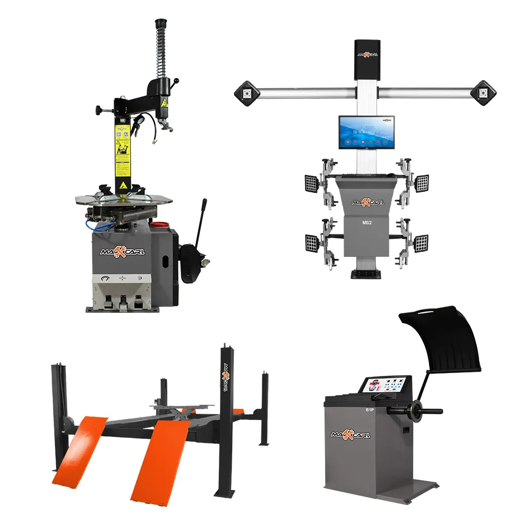 ماكينة موازنة عجلات ماكسكارل ماكينة إطار السيارة ماكينة مستعملة لتعديل الإطارات ماكينة تحديد صفوف العجلات مجموعة رافعة السيارات